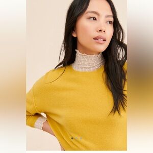 Pilcro the Alani 100% cashmere Yellow cropped Women's crew neck Sweater, Anthro